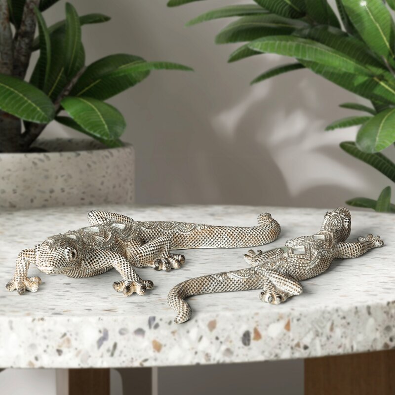 Figurka ceramiczna Gatos srebrna 25 x 11 x 5 cm – doda blasku wnętrzu