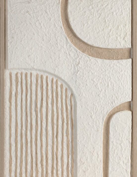 Obraz ręcznie malowany z organicznymi kształtami biały 40 X 60 CM – wprowadza spokój
