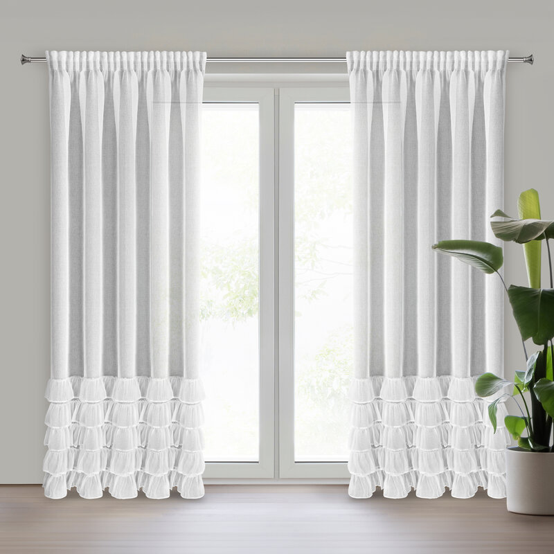 Firana gotowa DANI 1 biała 140 X 250 cm – z falbankami, lekka