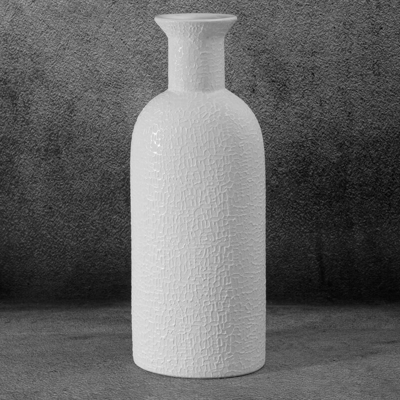 Wazon ceramiczny RISO biały 16 x 11 x 40 cm – na suszone kwiaty