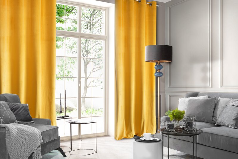 Zasłona gotowa musztardowa 140 x 250 cm – wprowadza ciepło