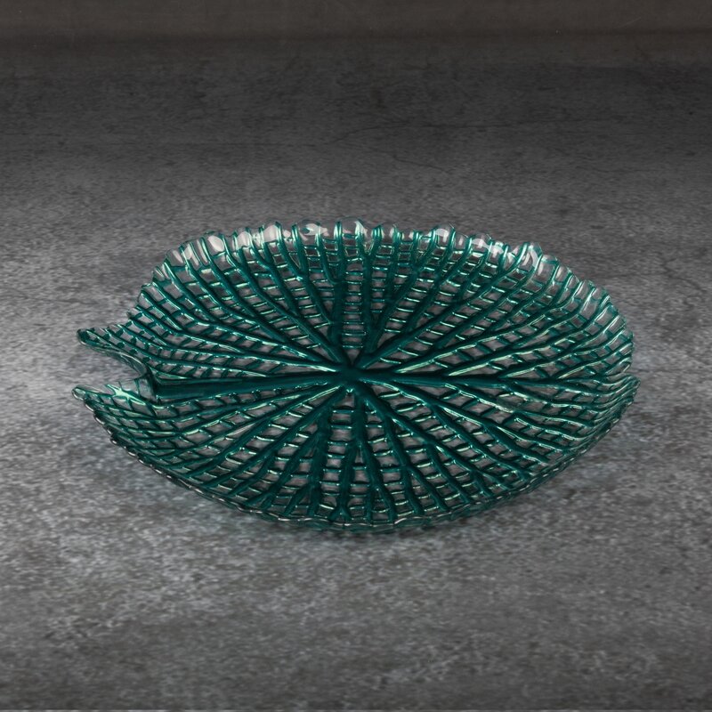 Patera szklana MELA turkusowa fi 32 x 3 cm – dekoracja wnętrz
