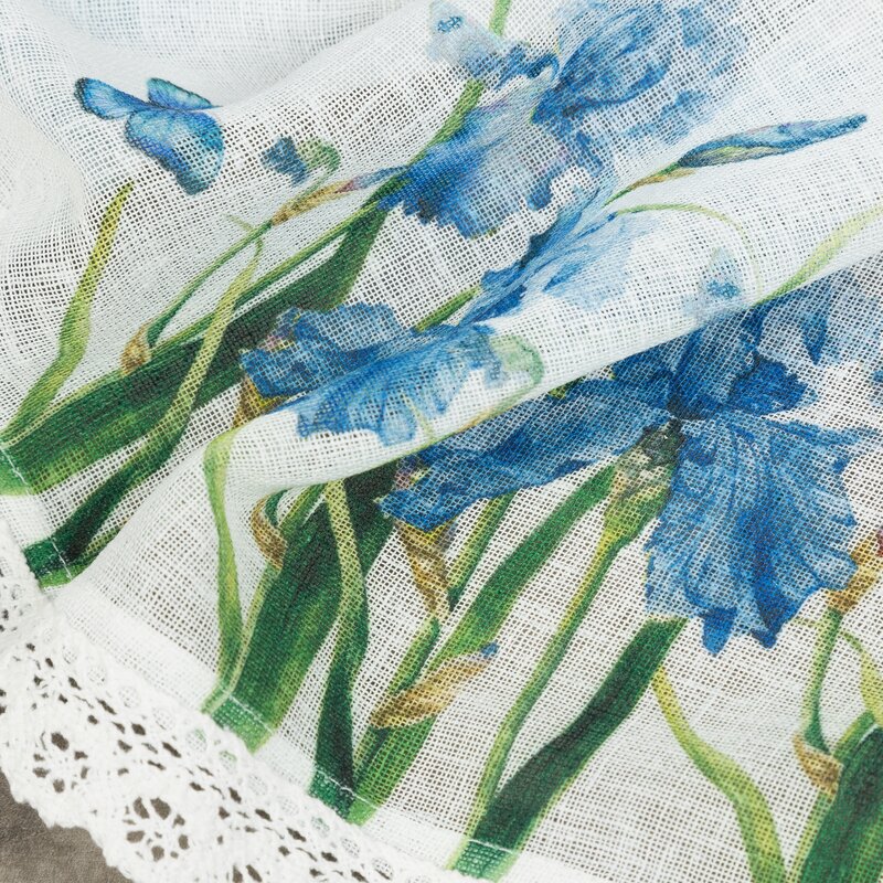 Firana gotowa z kwiatami biała 150 x 60 cm – doda uroku kuchni