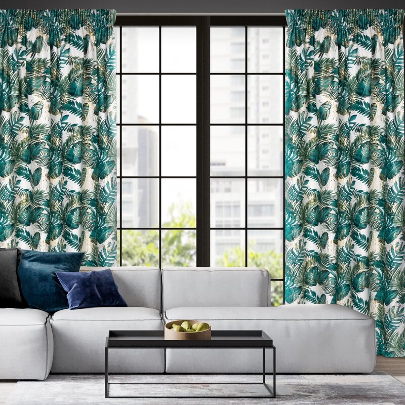 Zasłona gotowa Davos biała 140 X 270 cm – z roślinnym wzorem