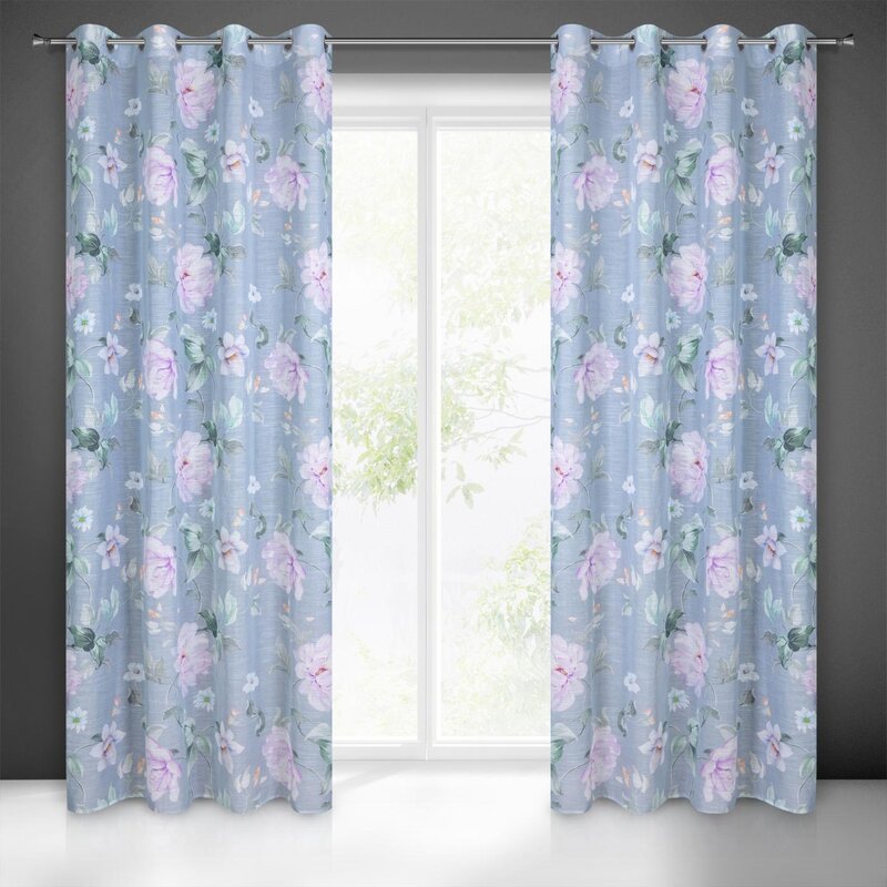 Zasłona gotowa Flora popielata 140 x 250 cm – subtelnie filtruje światło