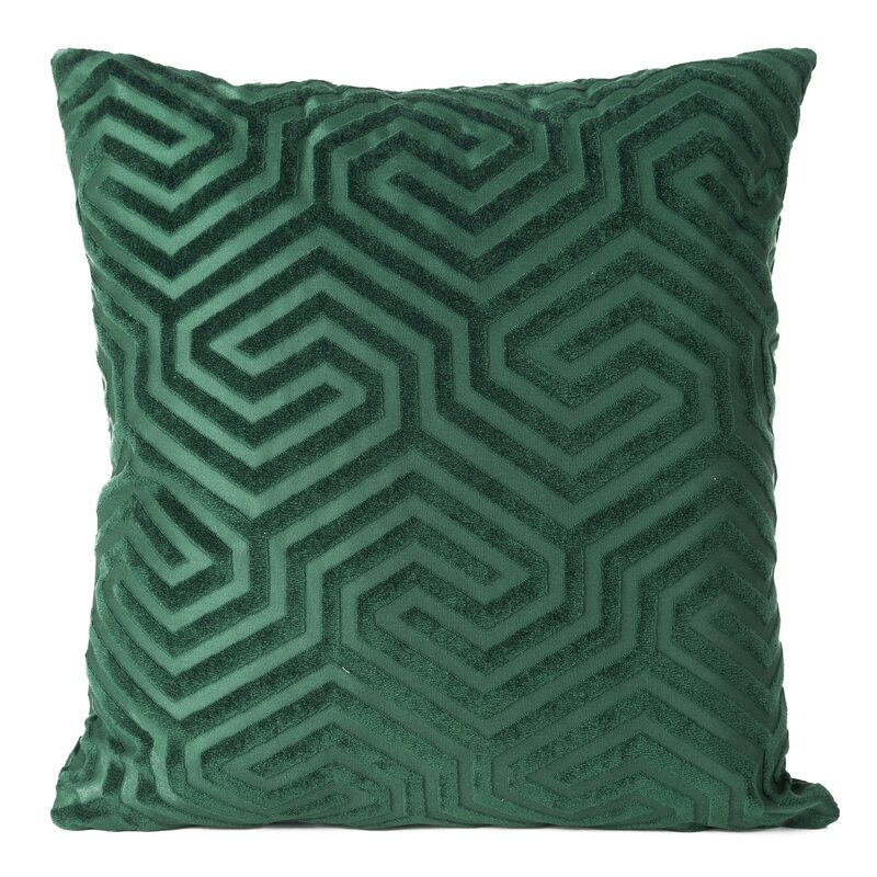 Poszewka welwetowa Inga ciemnozielona 40 X 40 cm – z geometrycznym wzorem