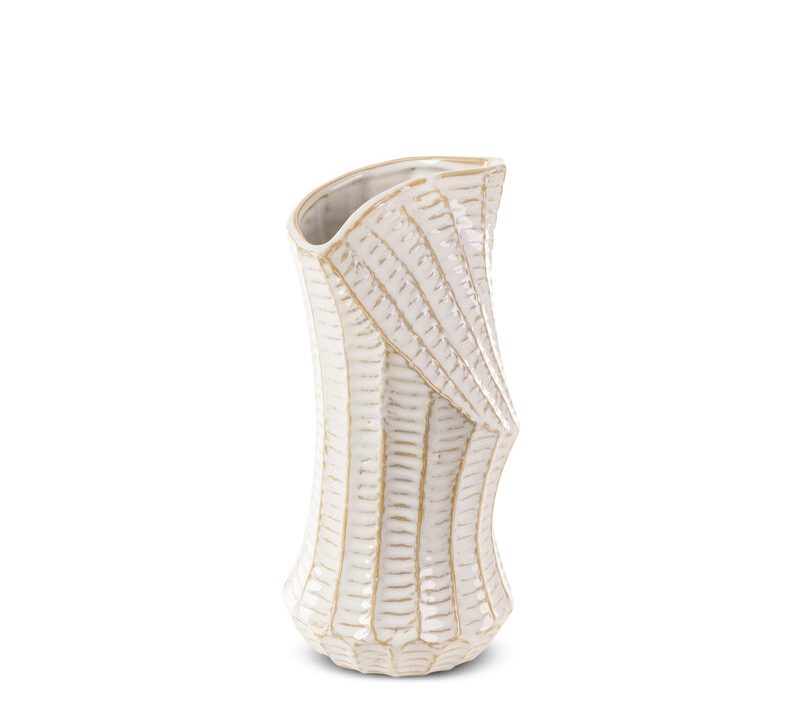 Wazon ceramiczny Liza kremowy fi 14 x 29 cm – na susze i kwiaty