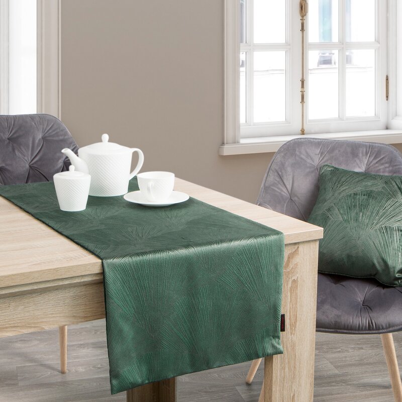 Obrus błyszczący Goja zielony 40 x 140 cm – doda elegancji stołowi