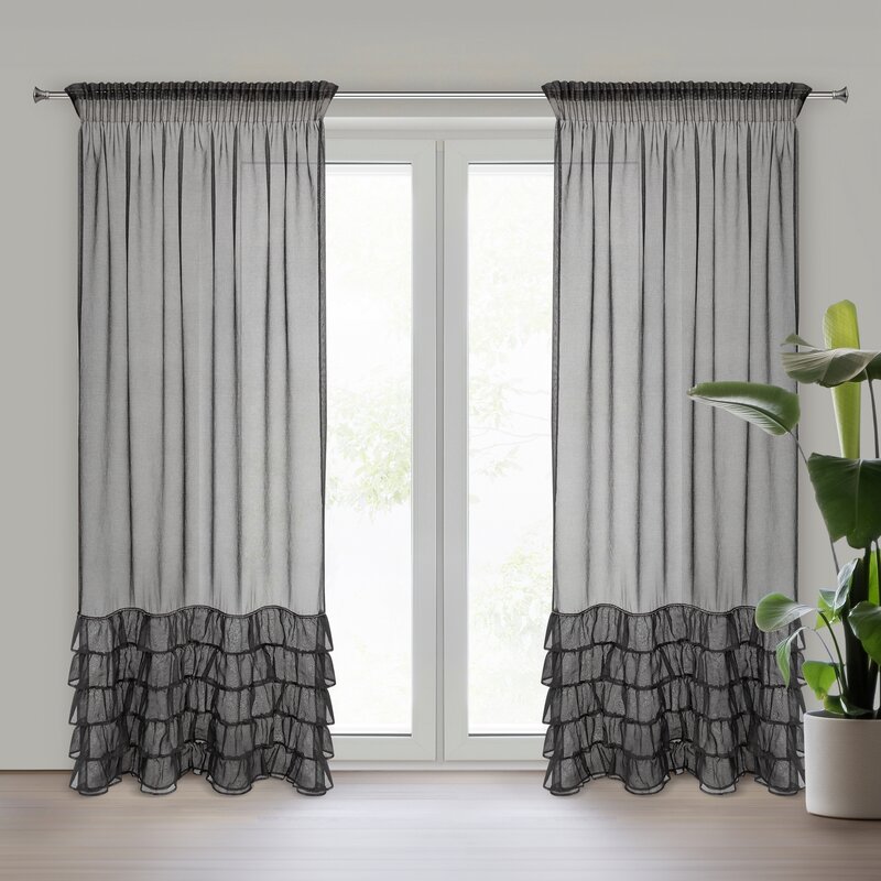 Firana gotowa Carli czarna 140 x 250 cm – zaciemniająca i stylowa