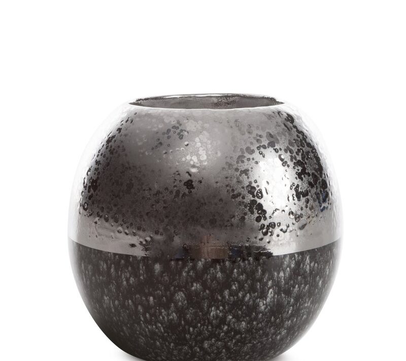 Świecznik ceramiczny LEO srebrny O 8 X 8 cm – dla subtelnego blasku