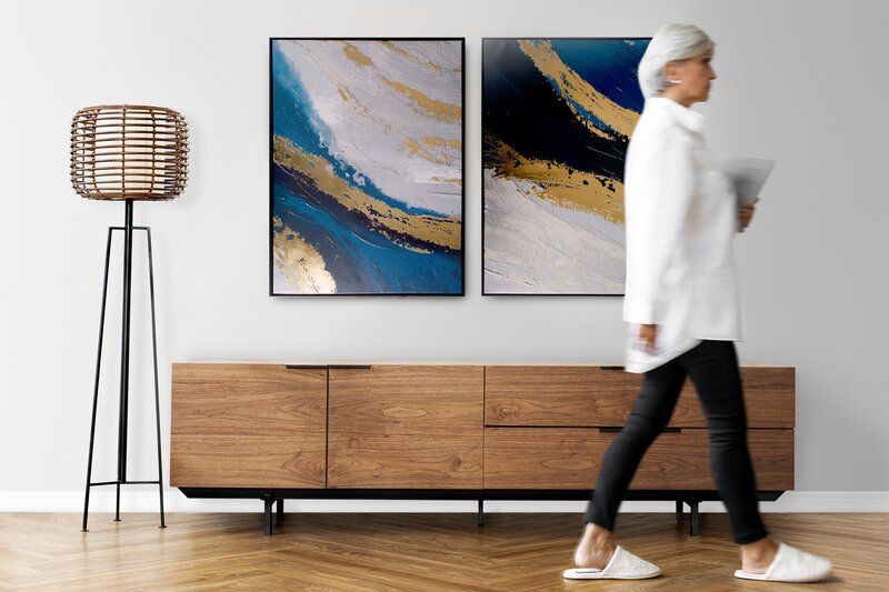 Obraz ręcznie malowany abstrakcyjny szary 60 X 90 cm – unikalna dekoracja wnętrza