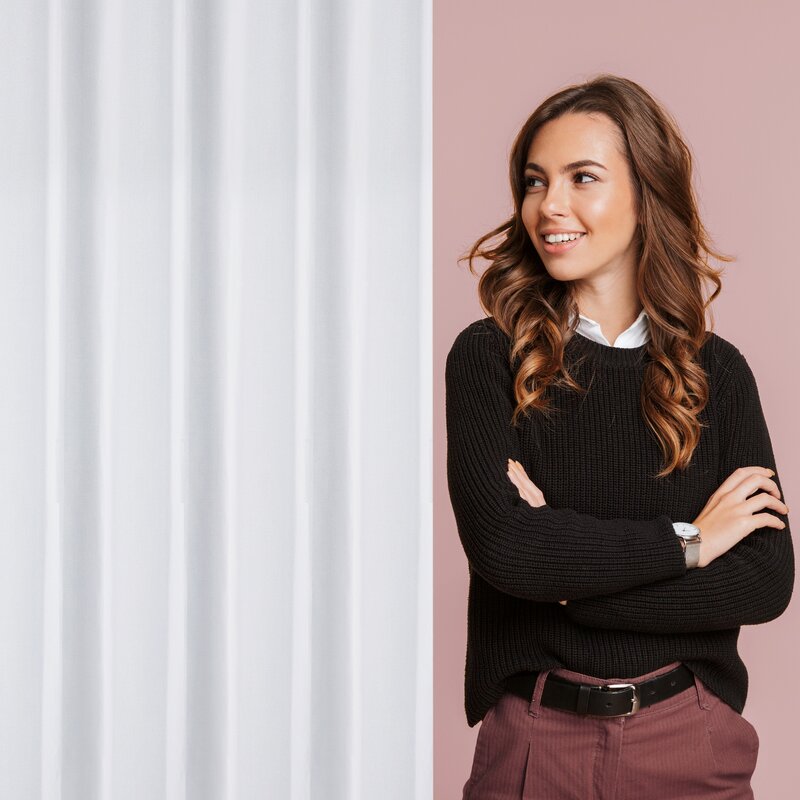 Firana gotowa szyfon Arleta biała 350 x 270 cm – delikatnie przepuszcza światło
