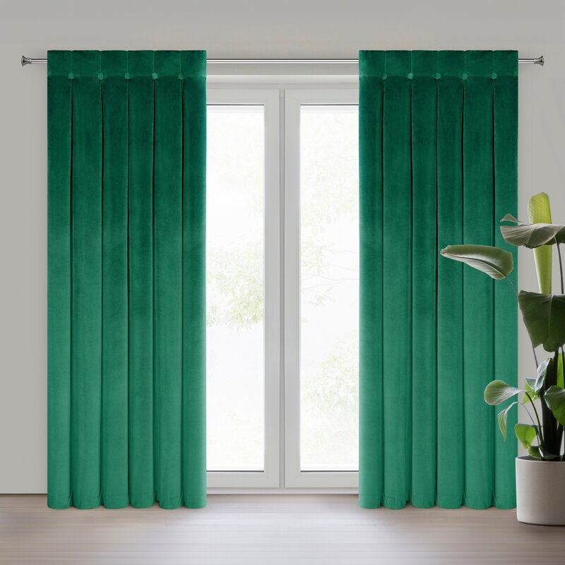 Zasłona gotowa ciemnozielona 140 x 250 cm – zaciemnia pomieszczenie