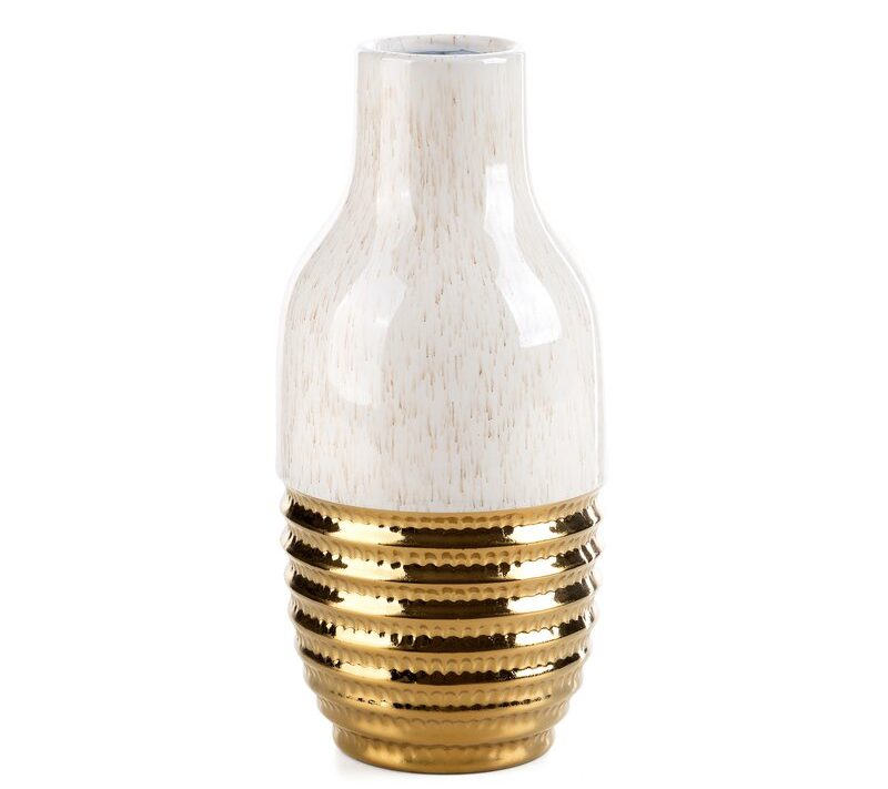 Wazon ceramiczny Ari beżowy O 14 X 30 cm – na kwiaty i dekoracje