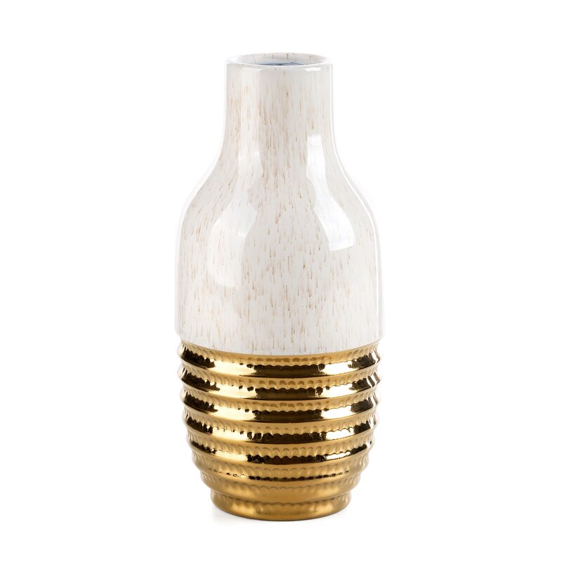 Wazon ceramiczny Ari beżowy O 14 X 30 cm – na kwiaty i dekoracje