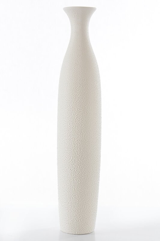 Wazon ceramiczny RISO kremowy O 13 X 63 CM – z unikalną fakturą