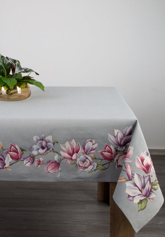 Obrus gobelinowy popielaty 140x180 cm – dodaje blasku uroczystości