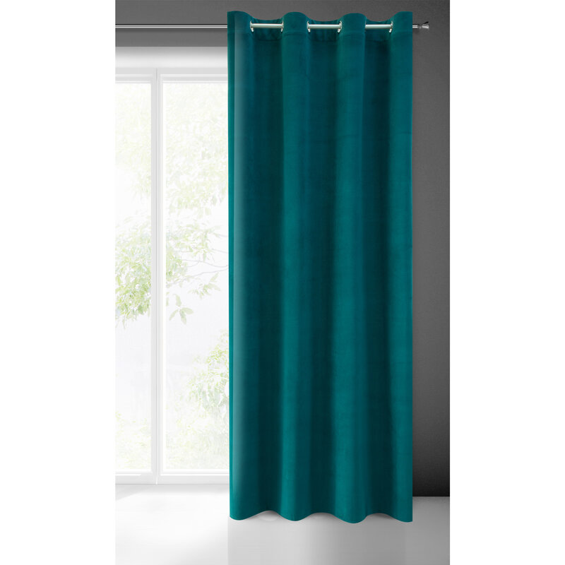 Zasłona gotowa Milo ciemnoturkusowa 140 X 250 cm – miękka w dotyku
