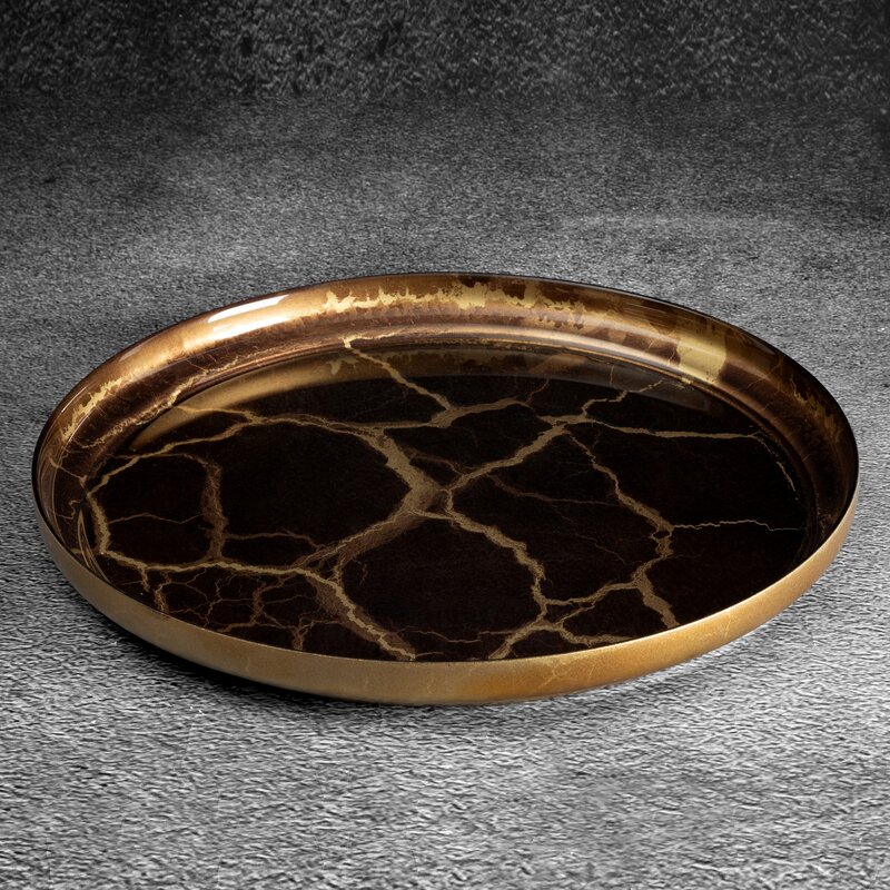 Patera szklana Suzi złota fi 28 x 2 cm – elegancka dekoracja