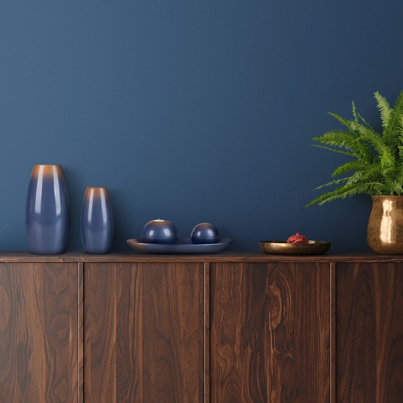 Wazon ceramiczny Nessa niebieski fi 15 x 30 cm – na susze i kwiaty
