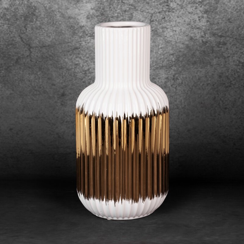 Wazon ceramiczny Mona biały fi 16 x 32 cm – na susze i kwiaty