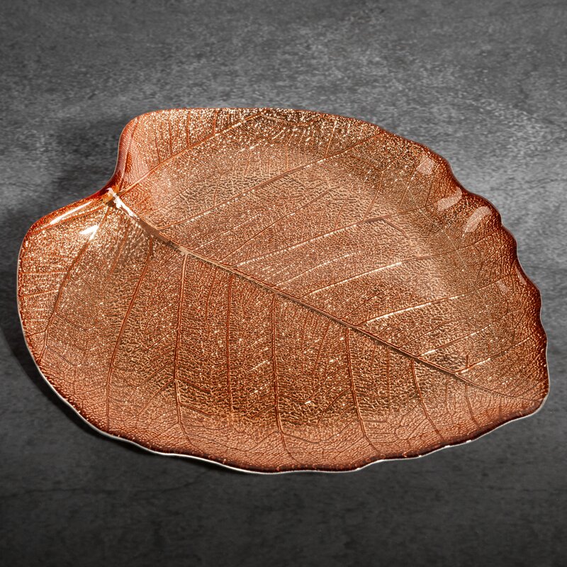 Patera szklana Emma miedziana 28 x 25 x 2 cm – elegancka dekoracja
