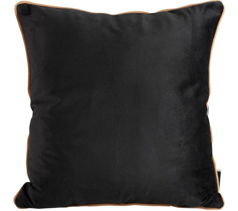 Poszewka welwetowa czarna 40 x 40 cm – z miodową lamówką