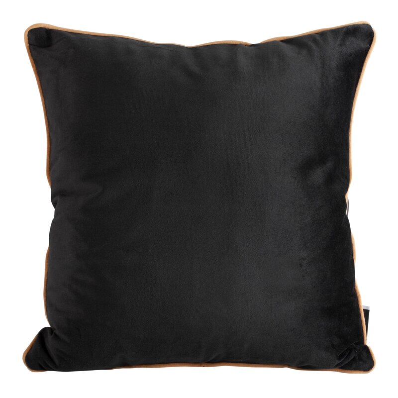 Poszewka welwetowa czarna 40 x 40 cm – z miodową lamówką