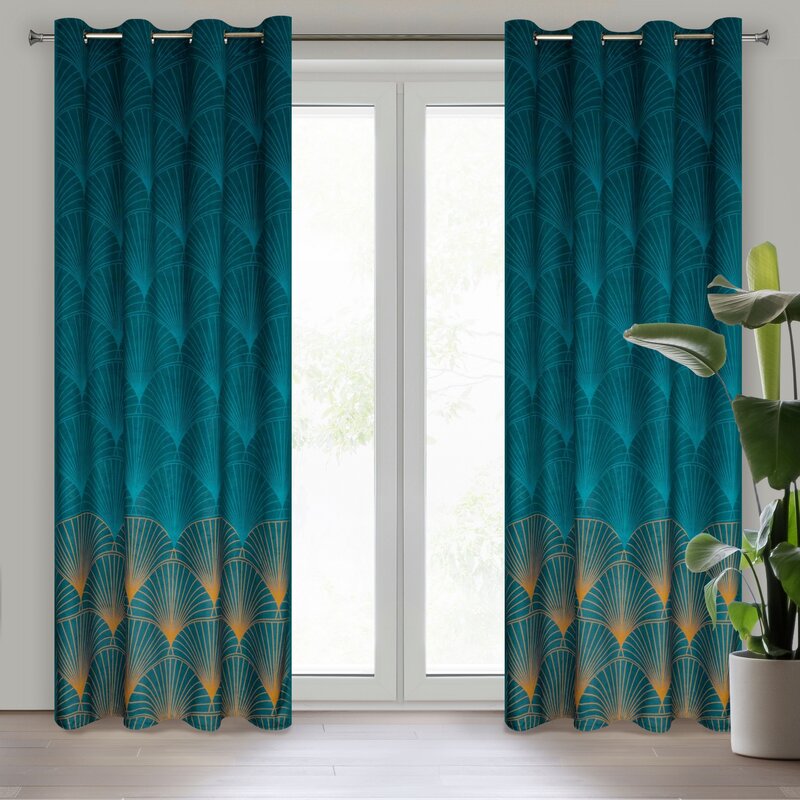 Zasłona gotowa LC/LOTOS1 turkusowa 140x250 cm – wprowadza luksus