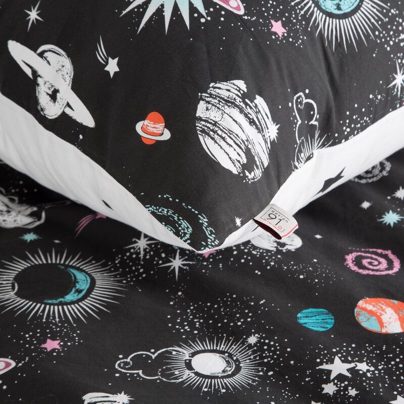 Pościel bawełniana D91 KID 10 czarna 160 X 200 cm – z motywem kosmosu
