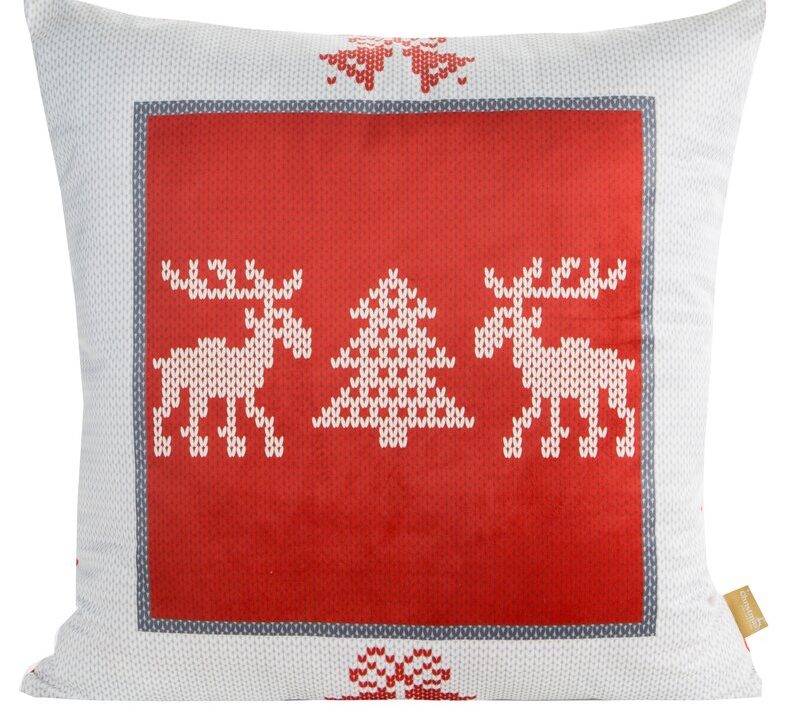 Poszewka świąteczna Noel03 czerwona 60 x 60 cm – welwetowa i trwała