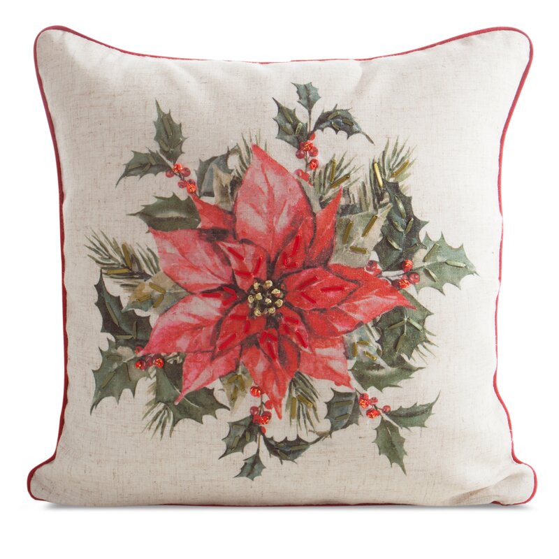 Poszewka świąteczna beżowa 45 x 45 cm – imitacja lnu