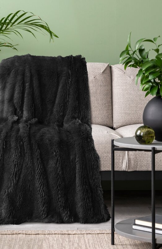 Koc fotelowy Tifany czarny 70 x 160 cm – doda przytulności