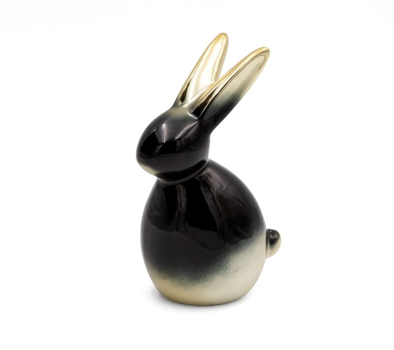 Figurka wielkanocna zając czarny 10x7x17 cm – ozdoba świątecznego stołu