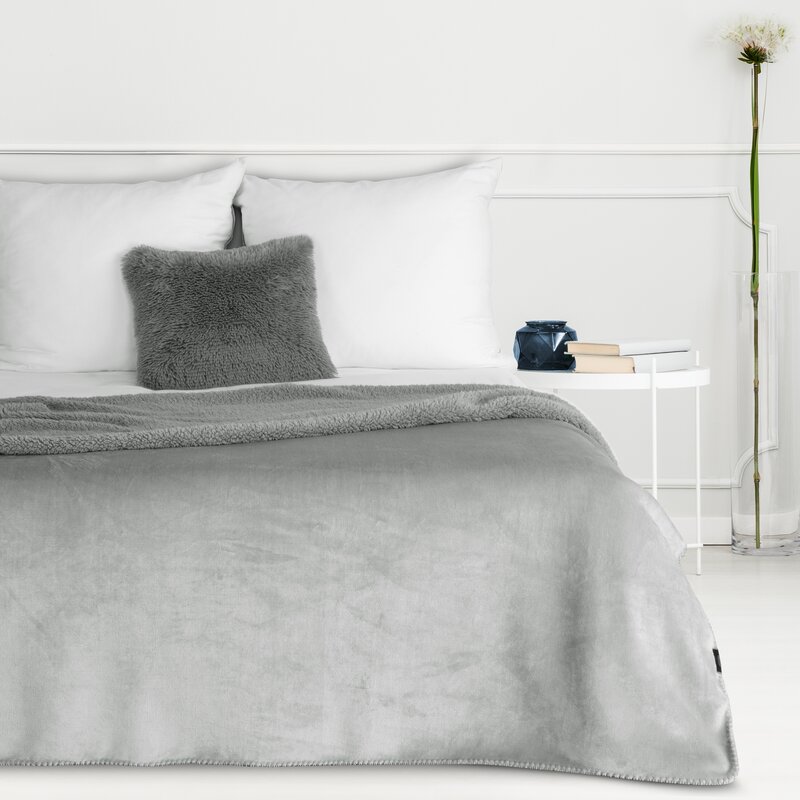 Koc fotelowy Tedy srebrny 70 x 160 cm – miękki i puszysty