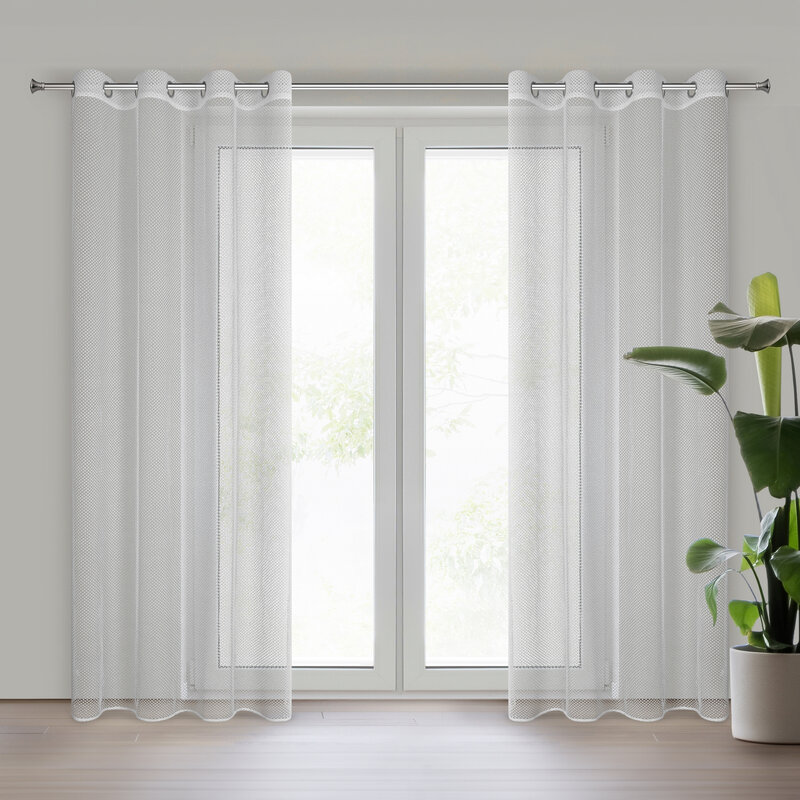 Firana gotowa siatka biała 140 x 250 cm – rozświetla wnętrze