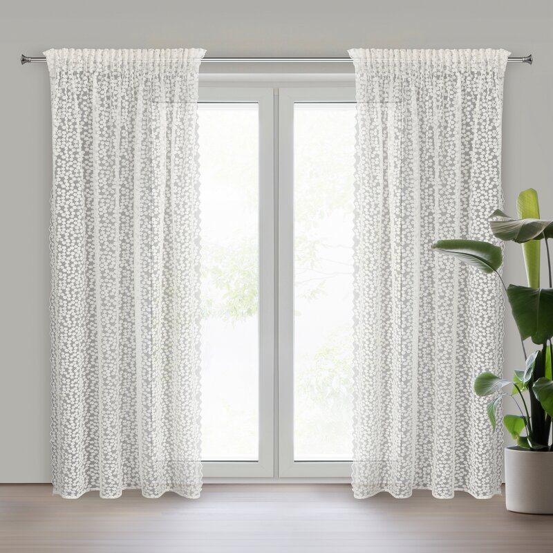 FIRANA GOTOWA DAISY NA TAŚMIE 130 X 270 CM BIAŁY