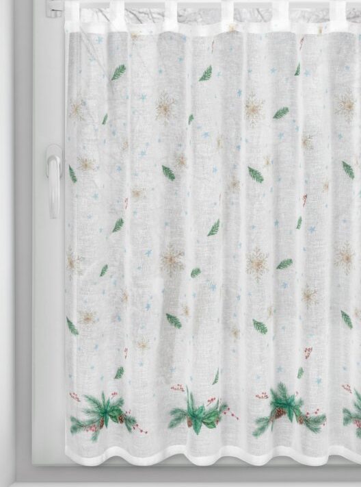 Zasłona świąteczna SW/XMAS/FIR biała 90x150 cm – gotowa do zawieszenia