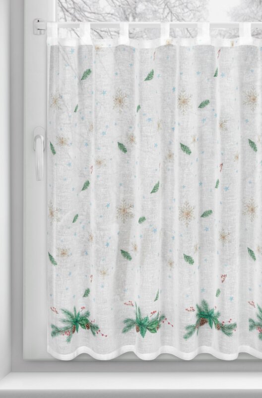 Zasłona świąteczna SW/XMAS/FIR biała 90x150 cm – gotowa do zawieszenia