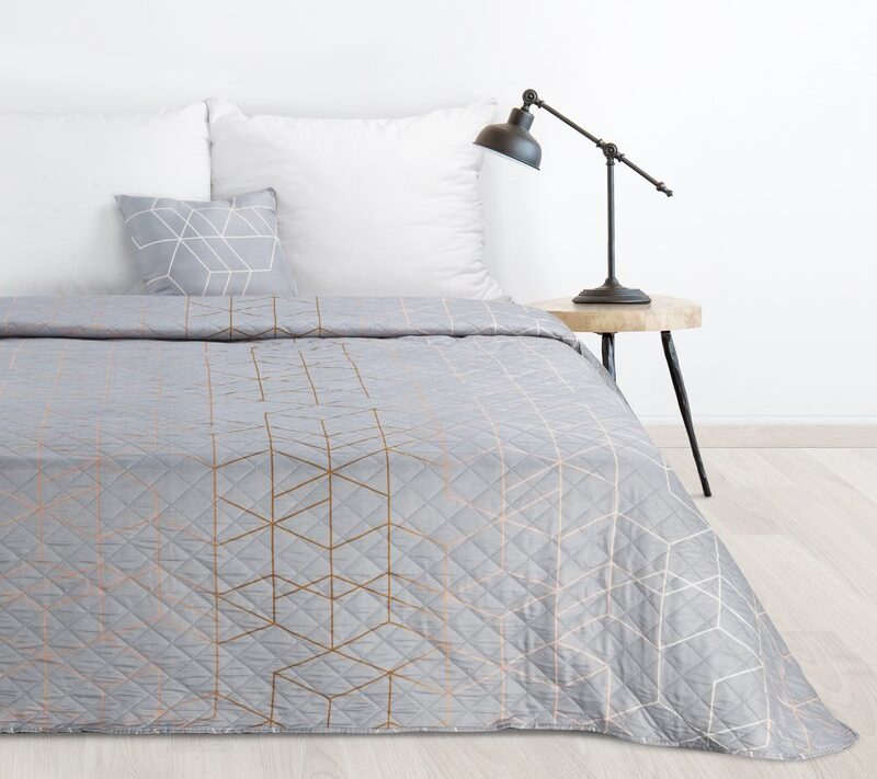 Narzuta D91 GEO 02 stalowa 200 X 220 CM – miękka mikrofibra