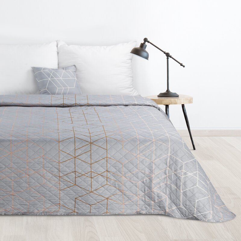 Narzuta D91 GEO 02 stalowa 200 X 220 CM – miękka mikrofibra