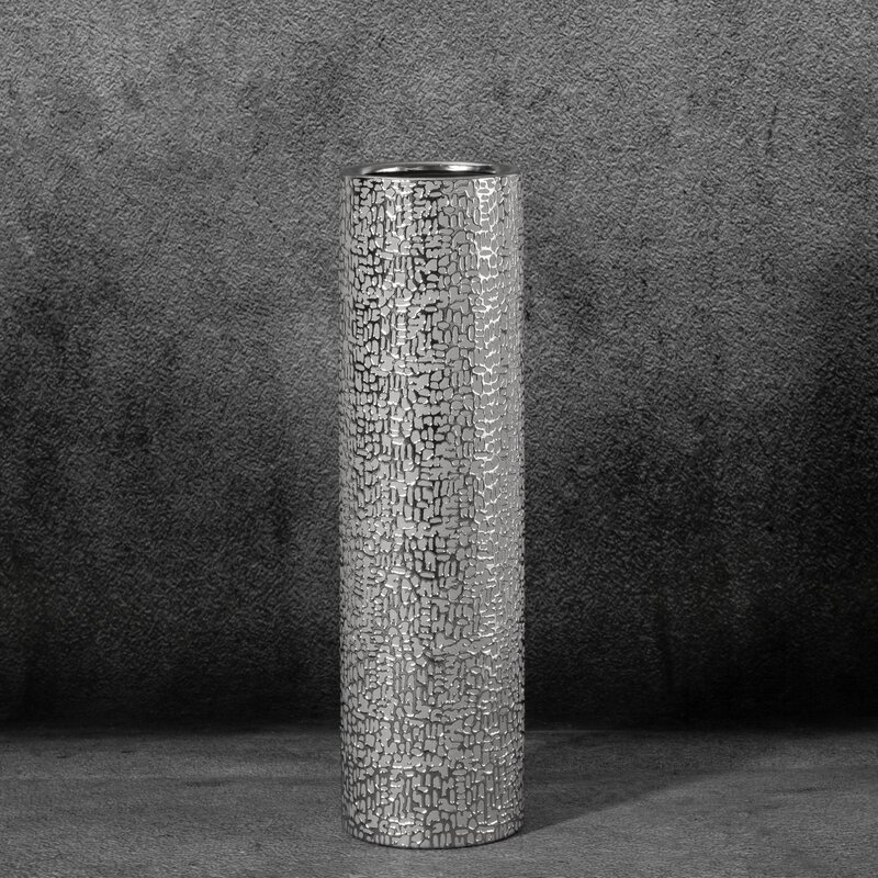 WAZON DEKORACYJNY RISO FI 11 X 30 CM SREBRNY
