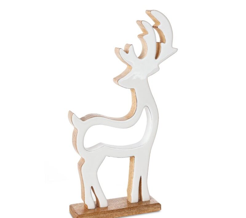 Figurka bożonarodzeniowa biała 18 x 5 x 31 cm – drewniana dekoracja