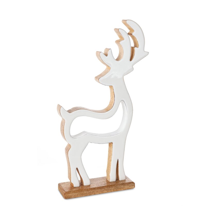 Figurka bożonarodzeniowa biała 18 x 5 x 31 cm – drewniana dekoracja