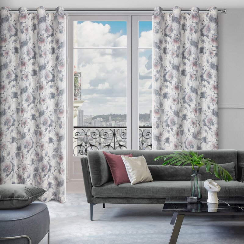Zasłona gotowa Frida naturalna 140 x 260 cm – subtelny kwiatowy wzór