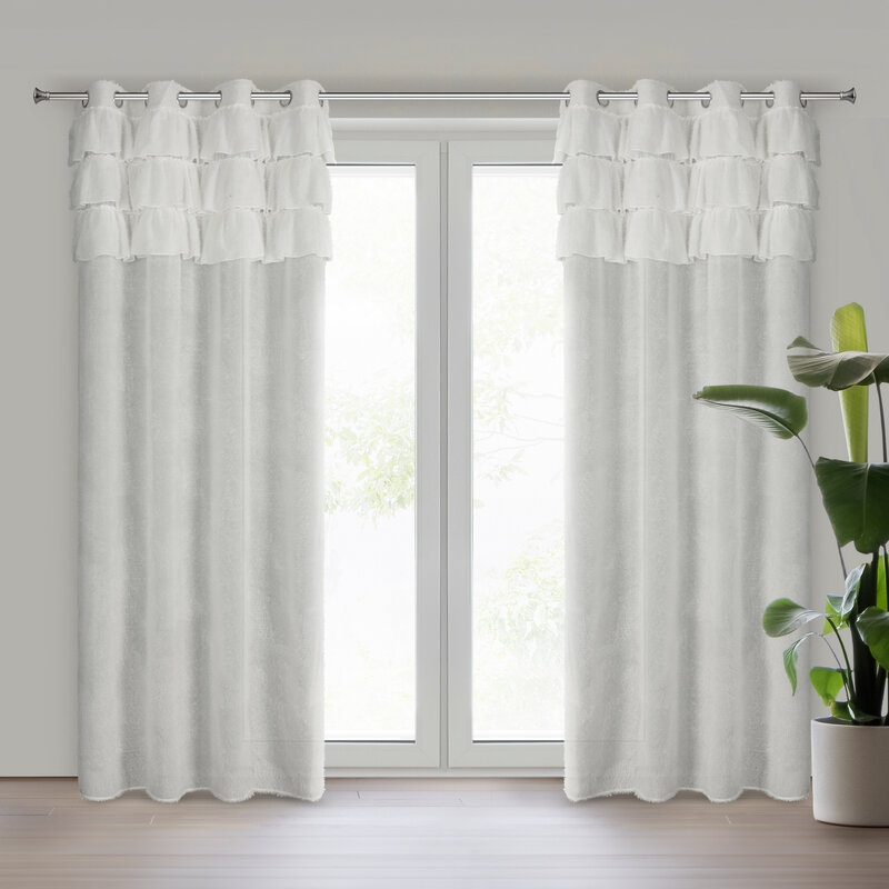 Zasłona gotowa Agis 2 z falbanami biała 140 X 250 cm – rozświetla wnętrze