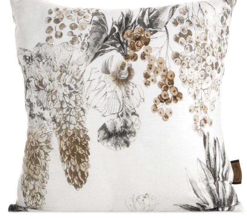 Poszewka dekoracyjna Spring 49 biała 40 X 40 cm – z botanicznym wzorem