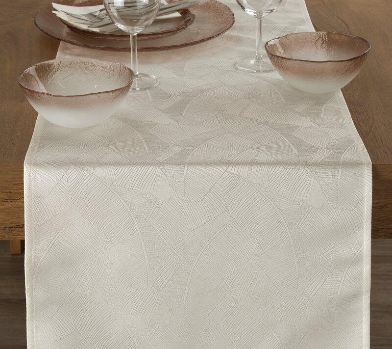 Bieżnik żakardowy kremowy 40 x 140 cm – dodaje elegancji stołu