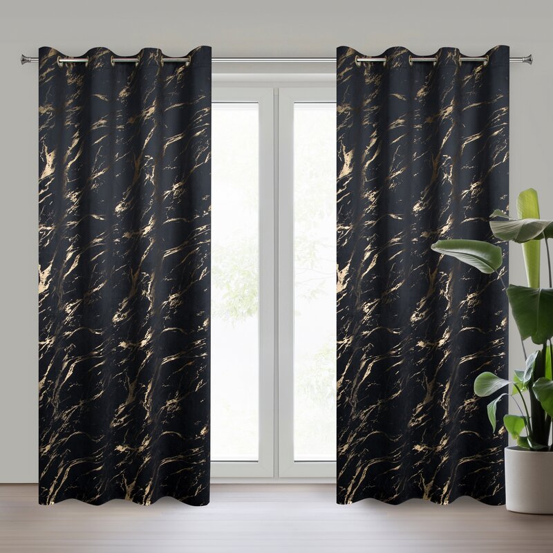 Zasłona gotowa Molly czarna 140 x 250 cm – zaciemniająca welwetowa