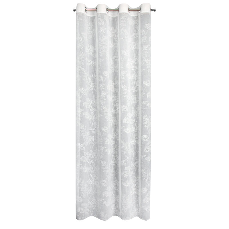Firana gotowa Poli z kwiatowym wzorem biała 140 X 250 CM – rozświetla wnętrze